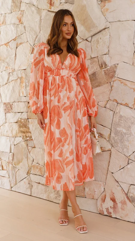 Luana Midi Dress - Orange