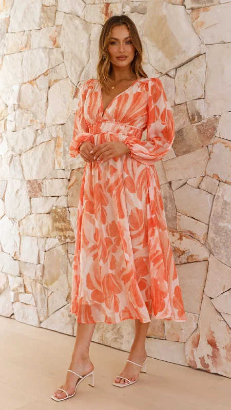 Luana Midi Dress - Orange