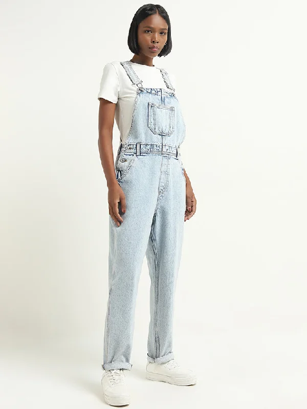 Nuon Light Blue Faded Denim Jumpsuit