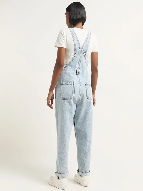 Nuon Light Blue Faded Denim Jumpsuit