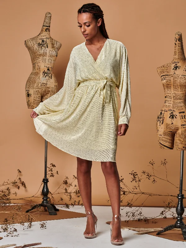 Sample Sale - Long Sleeve Wrap Midi Dress, Cream