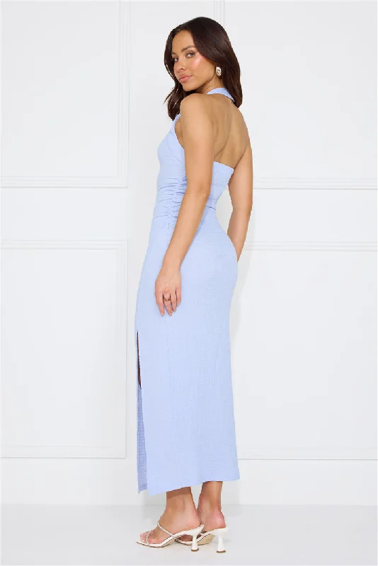 Songs Of The Sea Halter Midi Dress Blue