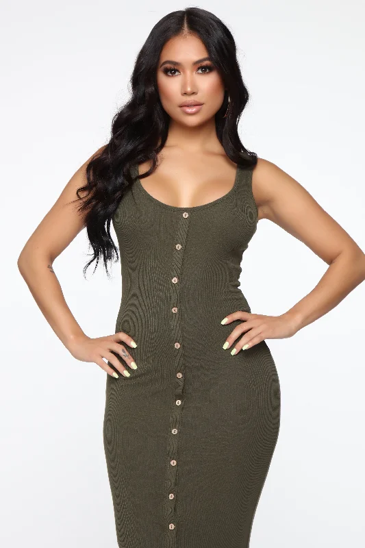 Allis Midi Dress - Olive