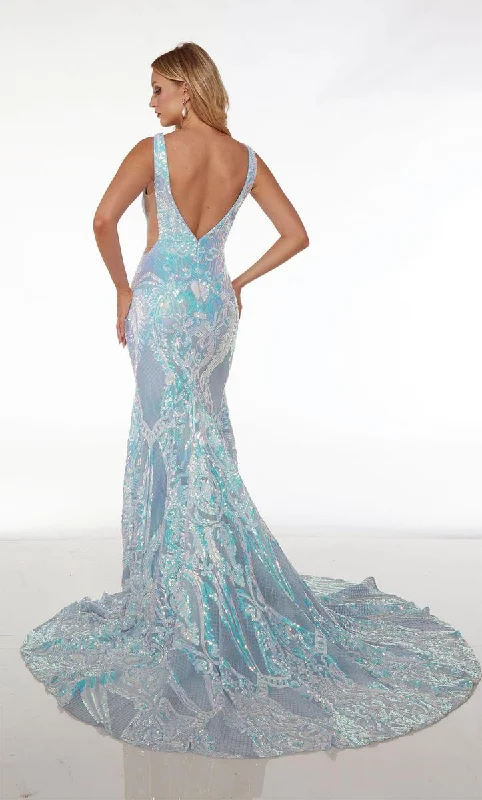 Alyce Paris Plunging Sequin Prom Dress 61651