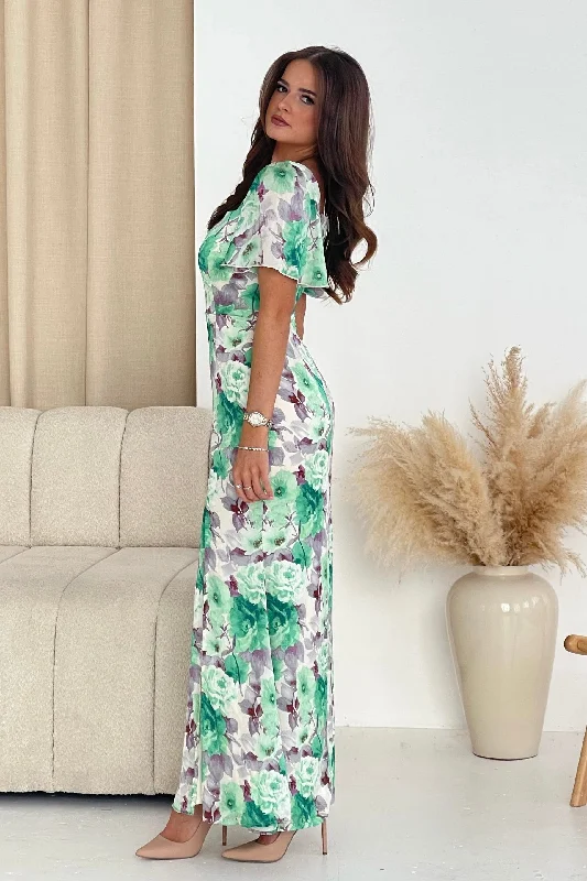 Bank Sweetheart Neck Maxi Dress Green