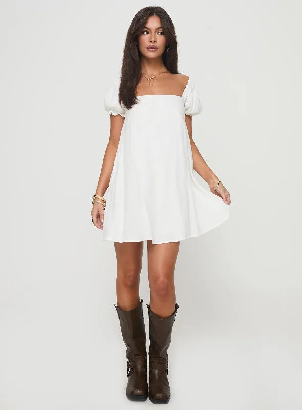 Beyond Linen Blend Mini Dress White