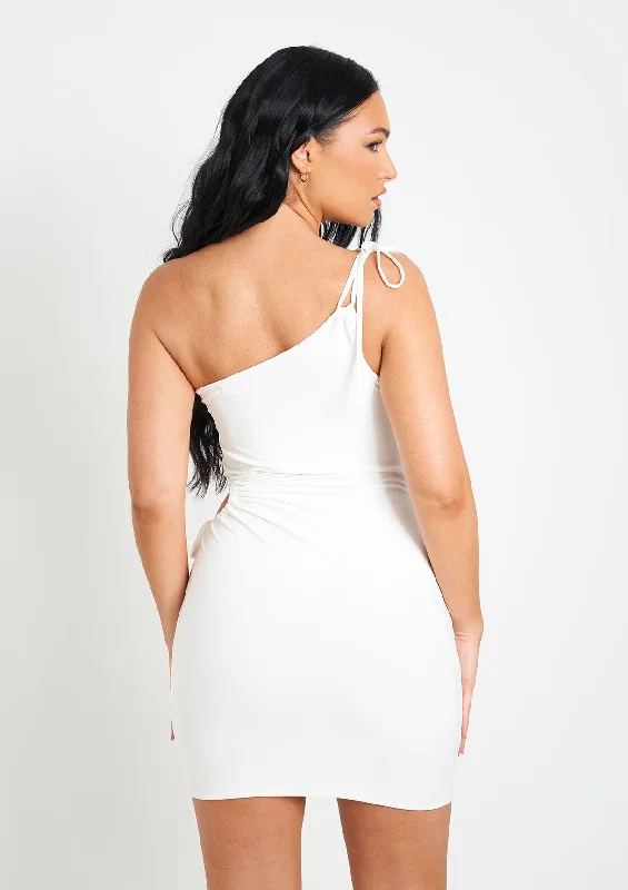 Brielle White Cut Out Tie Detail Mini Dress