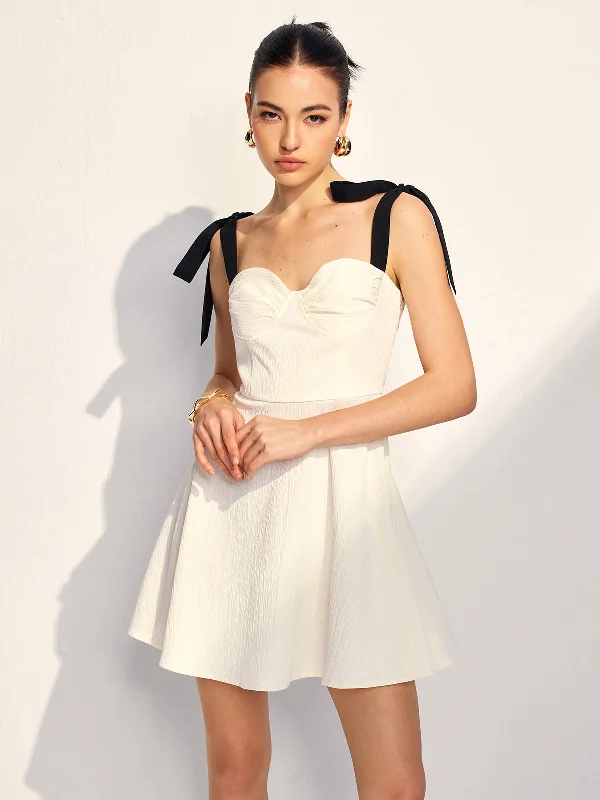 Contrast Straps Sweetheart Short Dress