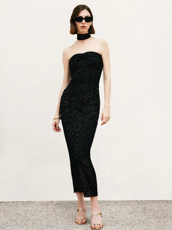 Elegant Sequin Tube Midi Dress