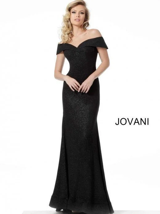 Jovani 64533 Long Formal Off Shoulder Glitter Dress