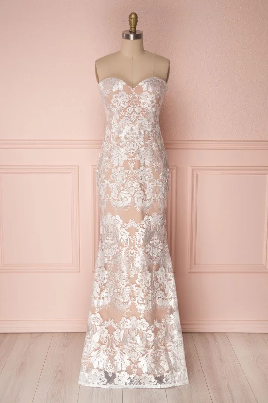 Ladymia | Beige Embroidered Gown