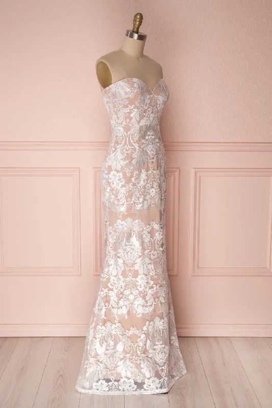 Ladymia | Beige Embroidered Gown