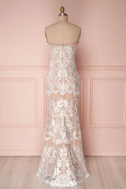 Ladymia | Beige Embroidered Gown