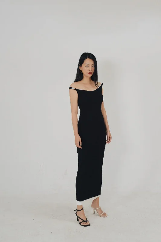 Lilium Sheath Off-Shoulder Cotton Midi Dress