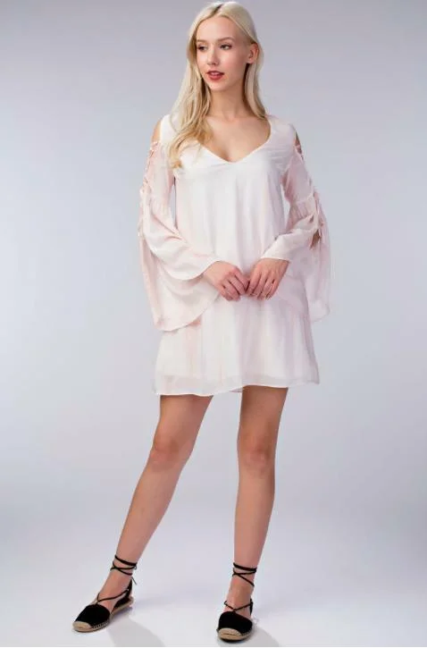 Lyla Blush Bell Sleeve Shift Dress