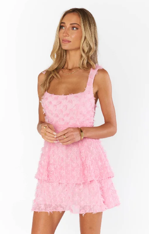 Meg Mini Dress ~ Pink Eyelash