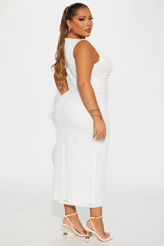 Modern Muse Lace Midi Dress - White