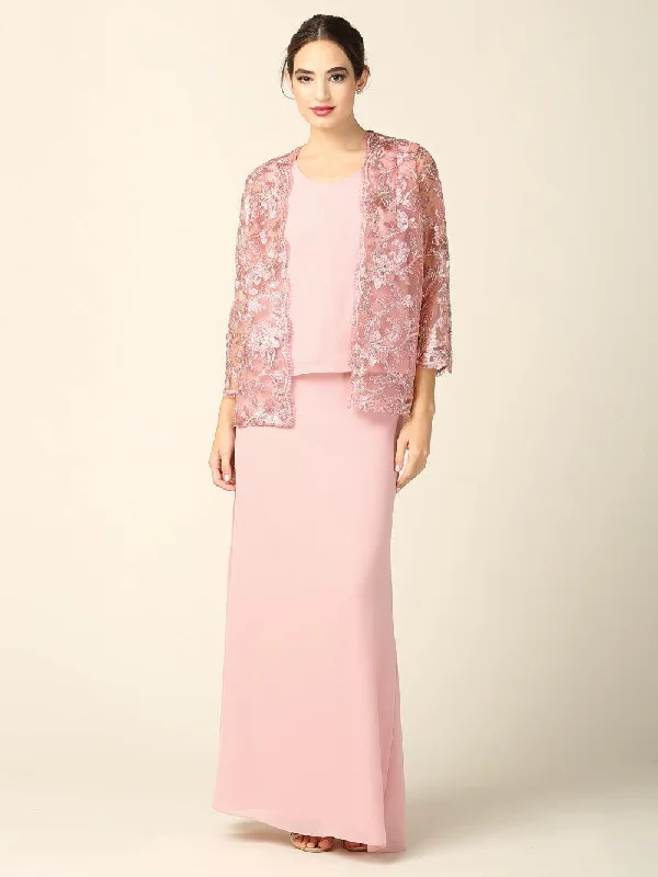 Mother of the Bride Long Formal Jacket Dress