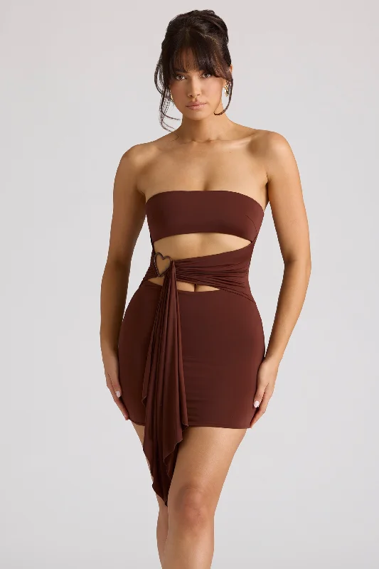 Bandeau Mini Dress in Chocolate Brown