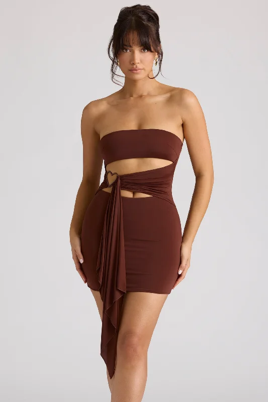 Bandeau Mini Dress in Chocolate Brown