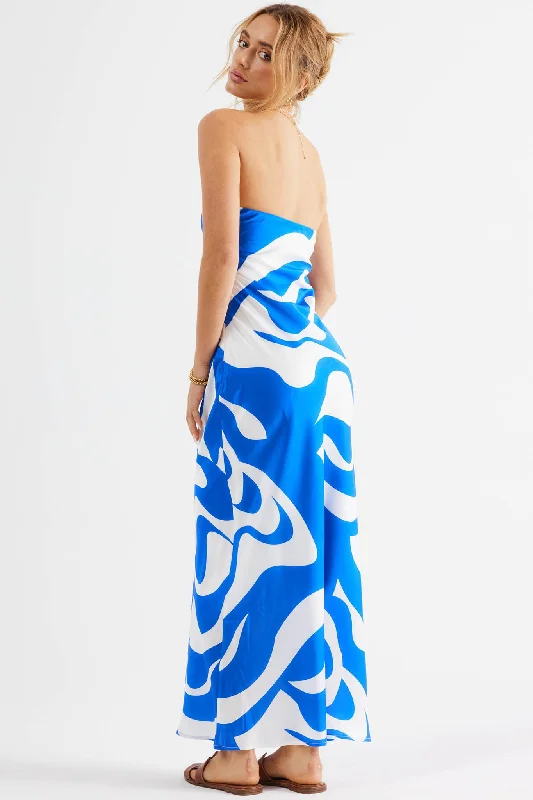 SNDYS Angel Midi Dress Swirl Blue