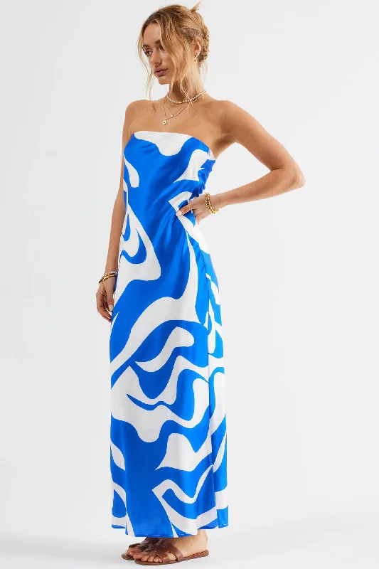 SNDYS Angel Midi Dress Swirl Blue