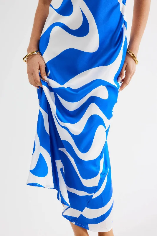 SNDYS Angel Midi Dress Swirl Blue