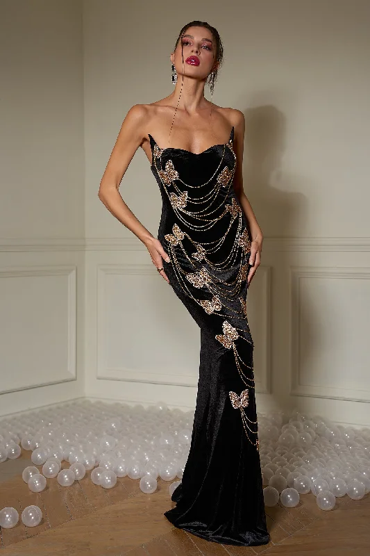 Sonia Velvet Butterfly Gala Dress