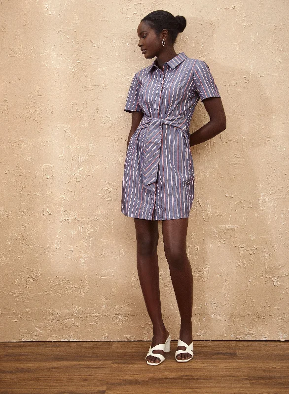 Stripe Print Shirt Dress