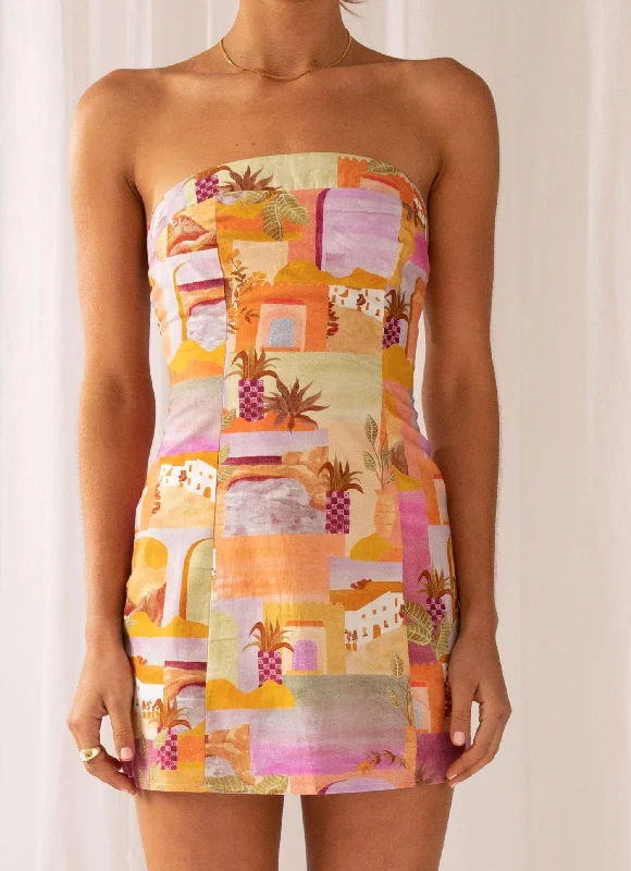 Sun and Sand Bustier Mini Dress - Sunset Building