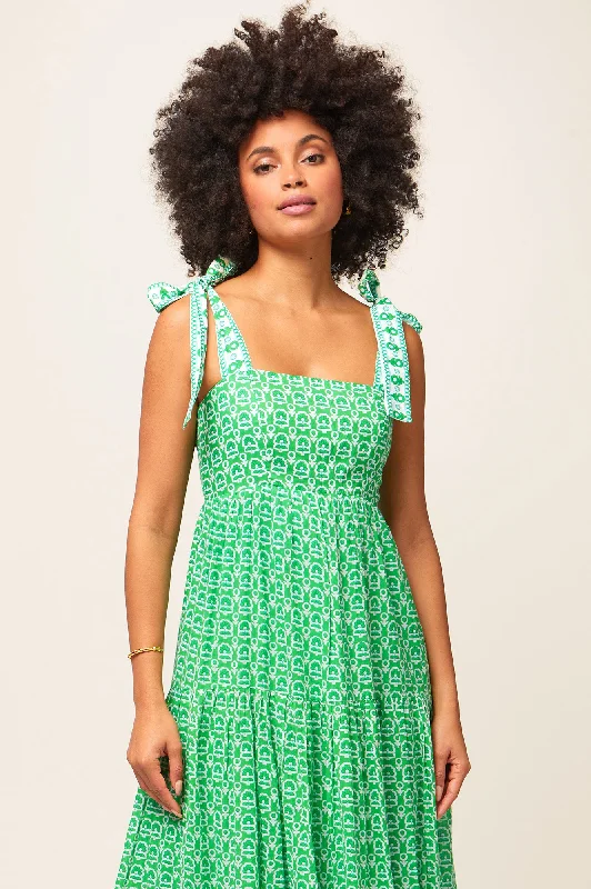 Tabitha Dress | Pop Flower Green/White