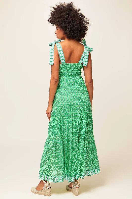 Tabitha Dress | Pop Flower Green/White