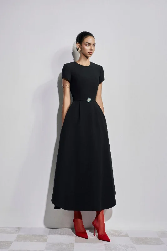 Therese A-line Round Neck Polyester Ankle Length Dress