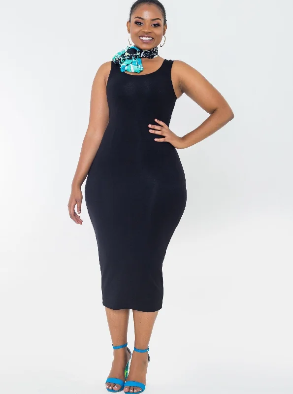 Vivo Basic Sleeveless Leila Bodycon Dress - Black