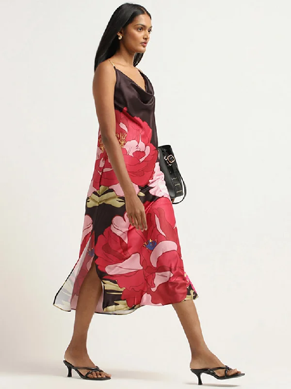 Wardrobe Black Bold Floral Slip Dress