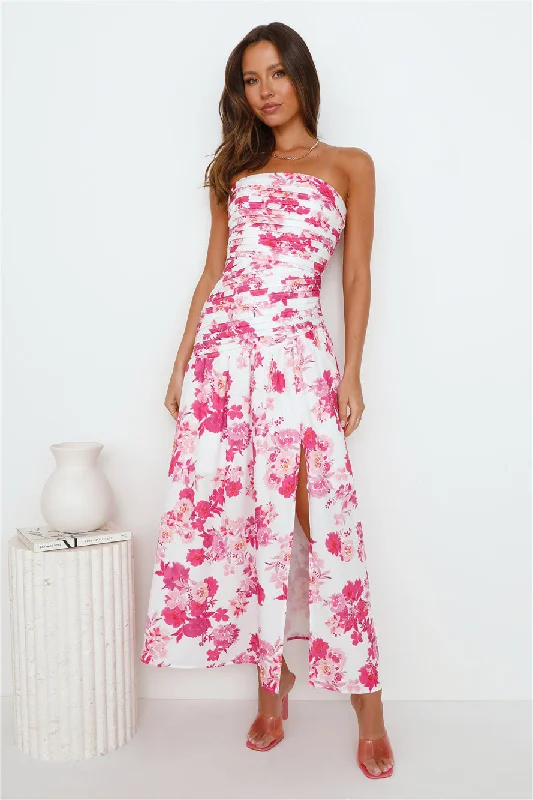 Wild Blooms Strapless Maxi Dress Pink