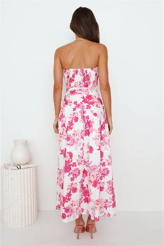 Wild Blooms Strapless Maxi Dress Pink