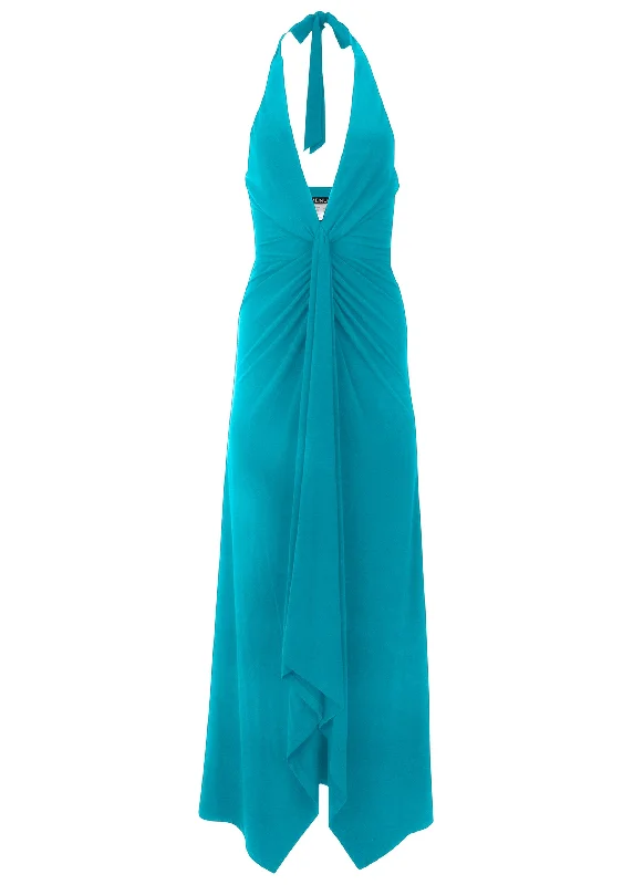 Plunging knot maxi dress - Teal