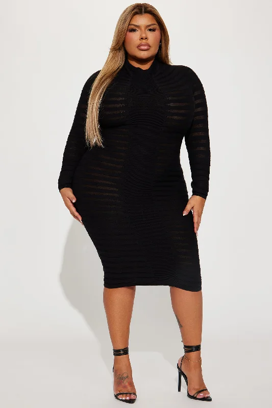 Zoe Sweater Midi Dress - Black