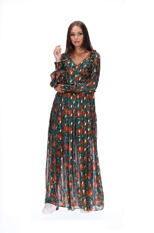 AUGUSTINE (LN) ""Meredith"" green floral maxi dress! 12