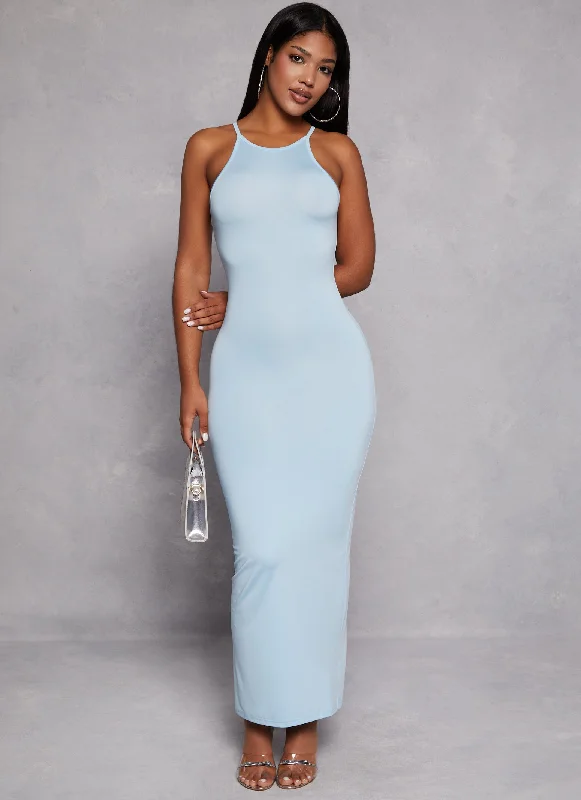 Daisy High Neck Slit Back Maxi Dress