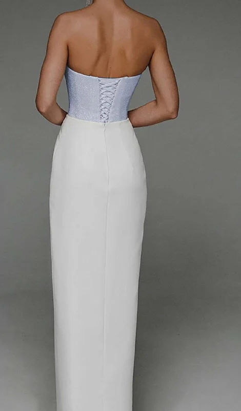 BANDEAU WAIST-TIGHTENING MAXI DRESS IN WHITE