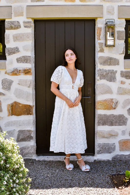 Cumbria White Floral Lace Tea Dress