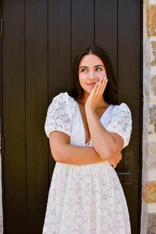 Cumbria White Floral Lace Tea Dress