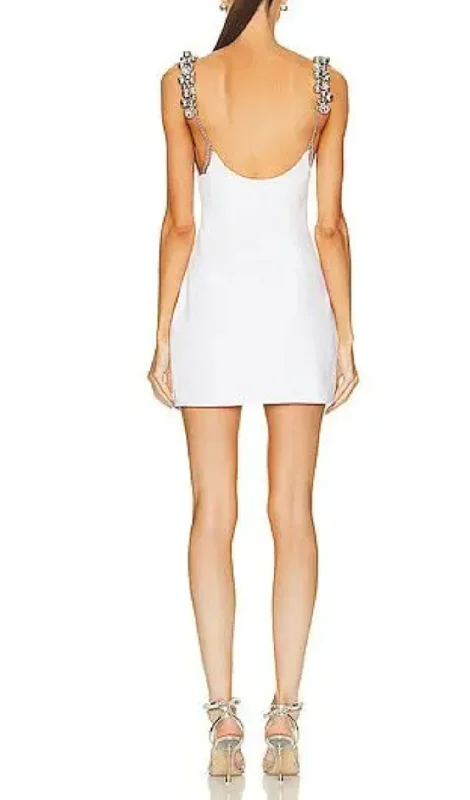 EMBELLISHED CADY MINI DRESS IN WHITE