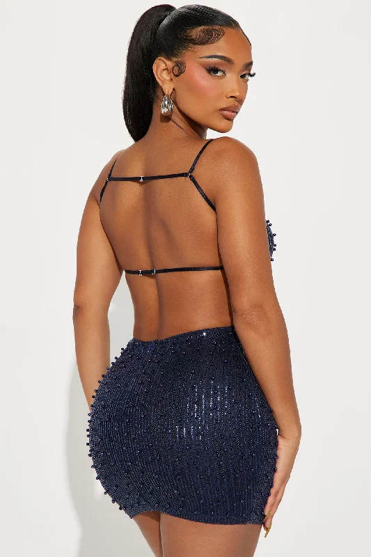 Emily Sequin Mini Dress - Navy