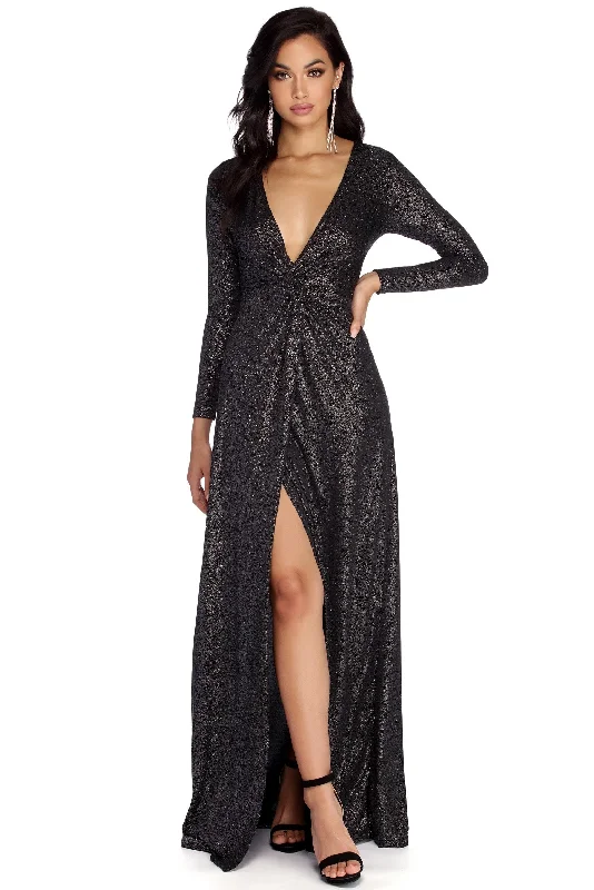 Evangeline Formal Glitter Knot Dress