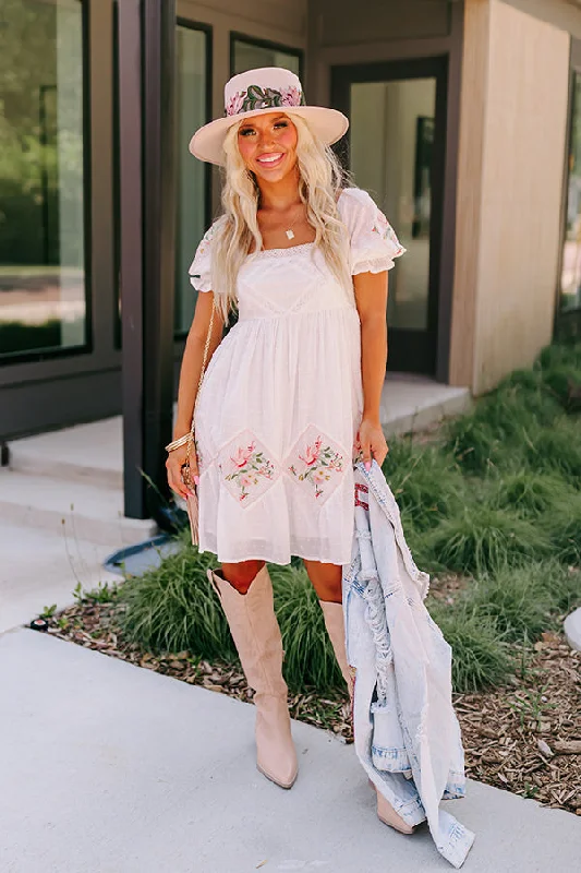 Feeling At Home Embroidered Dress In White