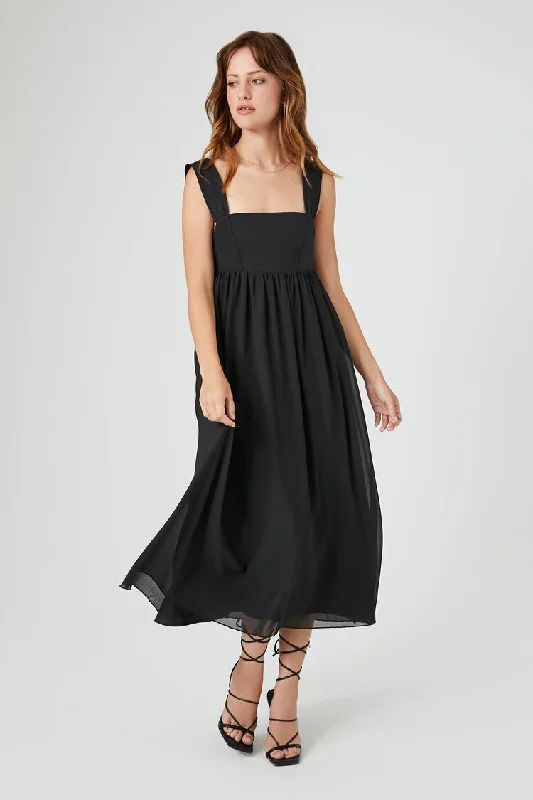 Forever 21 Women's Fit & Flare Midi Dress Black