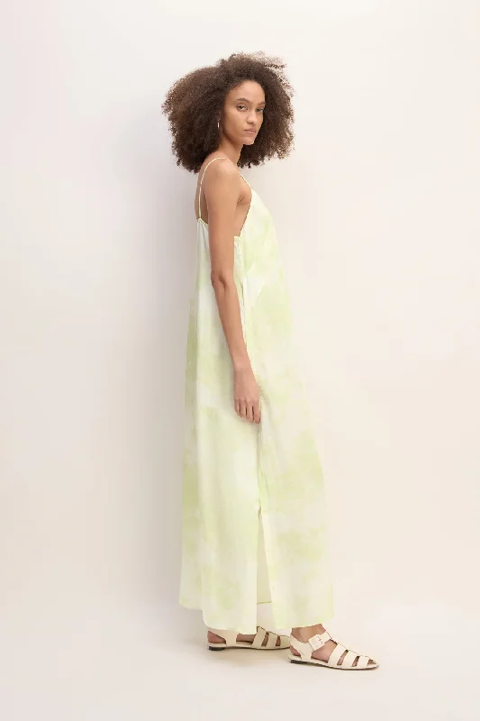 GREEN TIE DYE SLIP DRESS